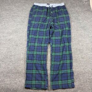 Own & Ivy Pajama Pants Men's L Plaid  Blue Green Cotton Blend Lounge Sleep